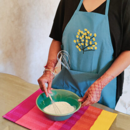 Blue Yellow Zia Collage Apron - Image 2